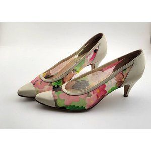 Vintage Deliso 2.5" heels floral pumps 7.5